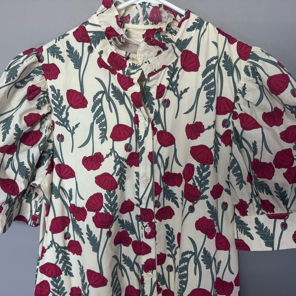 Floral Maxi Dress with Red Poppy Print NWOT